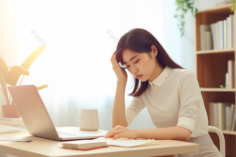 职场女性生病头晕头痛抚摸额头,高清,摄影图,摄影图片,图片大全,摄影图免费下载